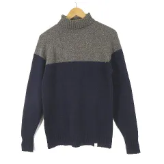 ノースプロジェクツ NORSE PROJECTS ユナイテッドアローズ ニット タートルネック バイカラー ウール 長袖 S グレー 紺 ネイビー