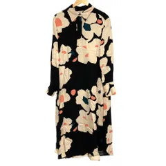 良品 Marimekko マリメッコ  keteetti liito ウニッコ シャツワンピース サイズ36 ブラック ベージュ レディース 古着 中古 USED