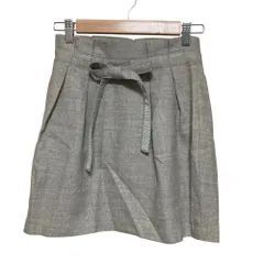 美品 BURBERRY BLUE LABEL バーバリー ブルーレーベル ウールストレッチ ラメミニスカート 36 ライトグレー レディース 古着 中古 USED