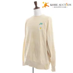 ■ NIKE ナイキ トレーナー スウェット トップス 長袖 丸首 ワンポイント 無地 メンズ レディース XXL ライトベージュ系 アイボリー系