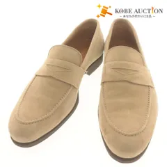 ■ Ferrante フェランテ スリッポン シューズ 靴 スエード ローファー イタリア製 メンズ 6(25cm相当) ライトベージュ シューツリー付き
