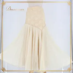 社交ダンス 衣装 スタンダード スカート レッスンウェア オフホワイト系 アイボリー クリーム色 ICHIOKU イチオク 花柄 レース シンプル フェミニン エレガント おしゃれ ダンスウェア トレーニング コスチューム 結婚式 パーティー 伸縮性 お花