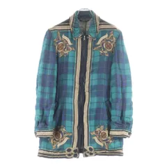 COMME des GARCONS HOMME PLUS (コムデギャルソンオムプリュス) 99AW スーベニールキッチュ期 Scarf Pattern Silk Jacket スカーフパターン シルクジップアップジャケット グリーン PJ-04094M