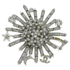 CHANEL (シャネル) ココマーク ラインストーン フラワーブローチ 06C シルバー