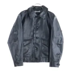 SCHOTT (ショット) NANO UNIVERSE ナノユニバース 別注 ラムスキン ボタン ブルゾン レザージャケット ブラック