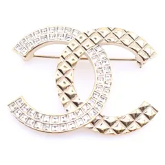 CHANEL (シャネル) シャネル ココマーク ラインストーン ブローチ ゴールド