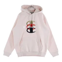 SUPREME (シュプリーム) 17AW Champion Stacked C Hooded Sweatshirt チャンピオン スタックドC ロゴ刺繍 プルオーバースウェットパーカー フーディー ピンク