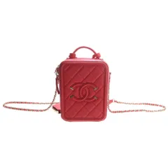 CHANEL (シャネル) CCフィリグリー チェーンショルダーバッグ レッド キャビアスキン ゴールド金具 AS0988