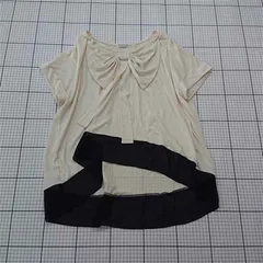 ◇ Θ アクシーズファム axes femme リボンデザイン切替トップス ベージュ系 M レディース E  【1601210016172】