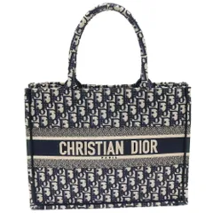 クリスチャン・ディオール トートバッグ ハンドバッグ オブリーク ブックトート ミディアム オブリーク エンブロイダリー コットンキャンバス ネイビーxベージュ M1296ZRIW_M828