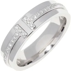 ティファニー 指輪 K18WG ダイヤ0.13ct TTWO ナローリング 幅4.5ミリ