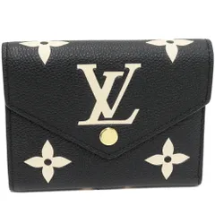 ルイヴィトン 三つ折り財布(小銭入れあり) バイカラーモノグラムアンプラント ブラックxベージュ ポルトフォイユ・ヴィクトリーヌ M80968