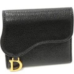 ディオール 三つ折り財布(小銭入れあり) 二つ折り財布 サドルロータス ウォレット ゴートスキン 黒 S5652CCEH M900