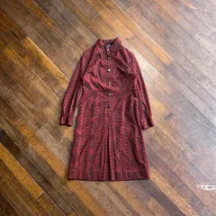 70s elegance JOY Patterned Dress / Showa Retro 70s Modern Japan Polyester Wool 13