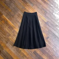 80s SAMSARA Box Pleated Skirt / Japanese Mode Noir Japan Polyester 64