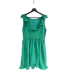 ケイトスペード KATE SPADE タグ付き ワンピース ドレス フリル バック ノースリーブ 10 緑 グリーン ■TC