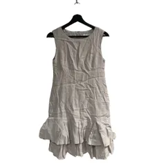 フォクシー FOXEY ワンピース ノースリーブ フリル リネン 38 グレー ■TC