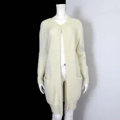 ミラオーウェン Mila Owen ニット カーディガン コーディガン ロング トッパー モヘア ウール 長袖 F アイボリー