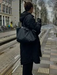 ロンシャン ル プリアージュ グリーン トートバッグ / ブラック-L