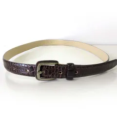 プリマ アトリーチェ prima attrice イタリア製 ベルト レザーベルト クロコ型押し 68cm ダークブラウン こげ茶