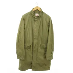 ラコステ ライブ Lacoste L!VE モッズコート ミリタリー スタンドカラー ジップアップ コットン 薄手 M 緑 カーキ /AO6 ■GY11