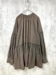 Mila Owen ミラオーウェン ハイネック ギャザー チュニック ブラウス シャツ size1/茶 ■■レディース
