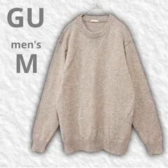 【即決ご希望額はコメントへ】 美品　GU　ジーユー　ニット　長袖　ラムブレンド クルーネック セーター　メランジ　霜降り　ベージュ　グレージュ　Ｍ　メンズ　ユニセックス　シンプル　無地　ニュアンスカラー　ウール混　万能　ベーシック　ナチュラル　定番　カジュアル