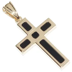 ペンダントトップ K18YG オニキス1.28ct クロス