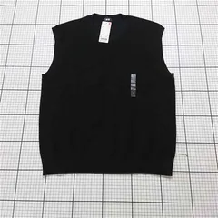 ◇ Θ ユニクロ UNIQLO オーバーサイズクルーネックベスト 09ブラック L メンズ E  【1601260016832】