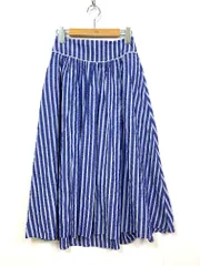 green label relaxing グリーンレーベルリラクシング ユナイテッドアローズ 3624-105-1794 定価9790円 サッカーストライプ スカート size36/青 ■■レディース