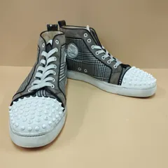 【D10872】Christian Louboutinハイカットスニーカー サイズ：44(約29ｃｍ） ブラウン チェック