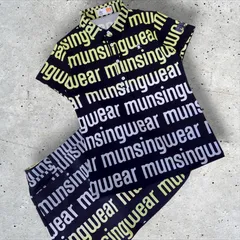 極美品 Munsingwear Golf セットアップ ENVOY COLLECTION 総ロゴ 総柄 グラデーション ショートスリーブ 半袖 ブラック グラデーション レディース