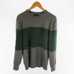 バナナリパブリック BANANA REPUBLIC 00’S ニット セーター クルーネック ボーダー バイカラー グリーン グレー 緑 コットン M ヴィンテージ オールド トップス