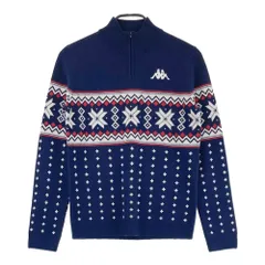 サイズ：L KAPPA GOLF カッパゴルフ  ハーフジップ 長袖ニットセーター ネイティブ柄 ネイビー系 [240101612198] ゴルフウェア レディース ストスト