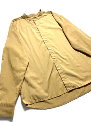 美品 nano universe ナノユニバース ノーカラー ロングスリーブ シャツ sizeS/ベージュ ■■レディース
