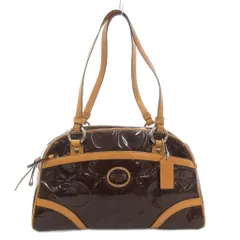 コーチ COACH F20065 シグネチャー ペイトン エンボスド ミニボストン ハンドバッグ ロゴ レザー エナメル 茶 ブラウン /GV