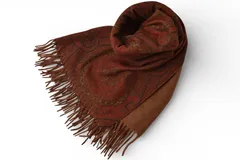 エトロ マフラー ETRO ヴィンテージ ウインタースカーフ カシミヤ100% ペイズリー柄 ブラウン【中古】