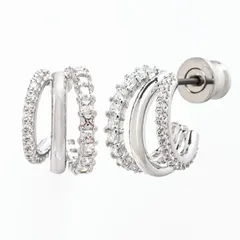 新品 スワロフスキー SWAROVSKI ピアス Hyperbola フープピアス クリア シルバー 5737110 ジュエリー アクセサリー