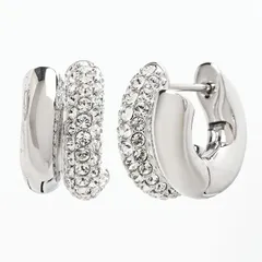 新品 スワロフスキー SWAROVSKI ピアス Dextera フープピアス チューブ クリア シルバー 5738197 ジュエリー アクセサリー