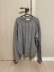 メンズ グレー ケーブル編み ニット