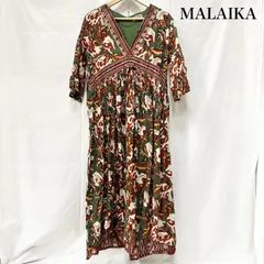 マライカ made in india 総柄ワンピース 染めもの green × red レディース - ISItems【USED】【古着】【中古】50152230