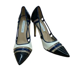 MN4 DIANE von FURSTENBERG ダイアンフォンファステンバーグ　パンプス 7B(23.5)サイズ ブラック　PVC✖️レザー　ポインテッドトゥパンプス　10cmヒール 2000002095156のサムネイル