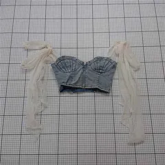 ◇ ⊂ ヴィオレッタ VIOLETTA VIZEL0324001 デニム チュール リボン ビスチェ トップス レディース E  【1601210015175】