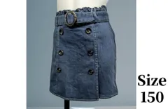 女の子用　スカート風ストレッチデニムショートパンツ 150