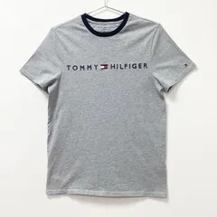 古着　美品　トミーヒルフィガー　TOMMY HILFIGER　カジュアル　スマート　半袖Tシャツ　ユニセックス　Sサイズ　クルーネック　コットン　グレー　灰色　クラシック　アメリカンスタイル　ピュアコットンジャージー　リンガーTシャツ