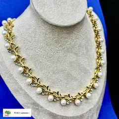 ☆ラインストーン パール ネックレス ピアス セット 結婚式 披露宴 パーティー 豪華 ジュエリー 50cm  ウェディング //P-48