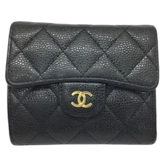 CHANEL【シャネル】マトラッセ　クラシック　スモールウォレット　三つ折り財布　コンパクトウォレット　キャビアスキン　ブラック【中古品/USED-Ｂ】質屋　かんてい局那覇店　ｎ3101898927300045