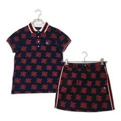 中古 レディース パーリーゲイツ PEARLY GATES セットアップ 0(S) 紺 ネイビー PG総柄