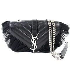 美品◇SAINT LAURENT PARIS サンローランパリ 405328 クラシック ベイビー チェーン レザー ショルダーバッグ ブラック シルバー金具 保存袋付き イタリア製 レディースのサムネイル