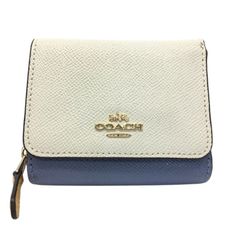 新品 COACH 三つ折り財布 青/ベージュ - メルカリ